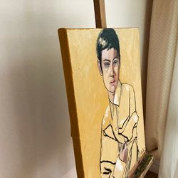 original woman oil painting on canvas large 20 x 16