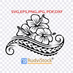 Polynesian flower design. Tattoo Svg. Polynesian Samoan tattoo tribal flowers design