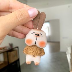 Bunny brooch handmade Rabbit brooch Cute little bunny Pin Miniature
