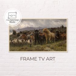 Samsung Frame TV Art | 4k Vintage Farm Landscape Art for The Frame TV | Oil paintings | Instant Download