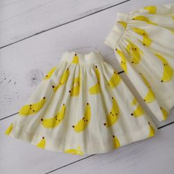 Cotton banana skirt for Blythe. Handmade dress for Blythe.