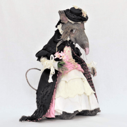 Rat Shusher. Textile handmade doll. Fantastic animal doll, an amulet of wealth.