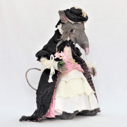 rat shusher. textile handmade doll. fantastic animal doll, an amulet of wealth.