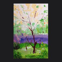 aspen tree painting kings canyon original art national park 3d wall art california impasto textured aceo art modern