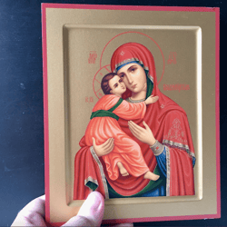 Vladimir Mother of God | High quality serigraph icon on wood | size: 8.6" x 7"