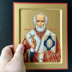 St. Nicholas | High quality Serigraph icon on wood | Size:  8.6" x 7"
