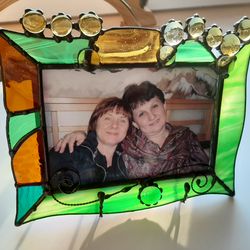 Stained glass photo frame/ Pachwork style/ Picture frame/ Unique gift idea