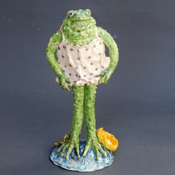 Frog figurine, Funny porcelain figurine, Cute frog in a dress, Ceramic sculpture ,Fancy Frog Princess ,Handmade