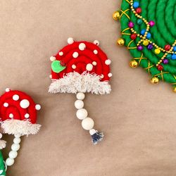 Macrame mushroom wall hanging, Cute mushroom car charm, Perfect gift idea