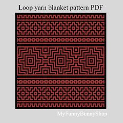 Loop yarn Geometric Mosaic blanket pattern PDF
