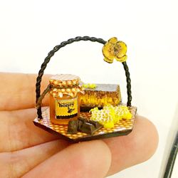 Dollhouse miniature 1:12 honey, honey production, honey cheese