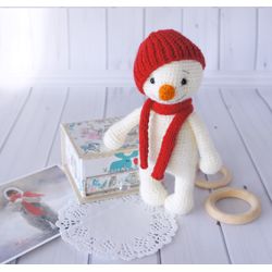 Soft snowman doll, Christmas decoration, New year cute souvenir toys, Christmas ornaments, Winter crochet decor