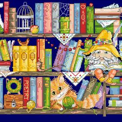 Digital | Vintage Cross Stitch Pattern The Kingdom of Books | ENGLISH PDF TEMPLATE