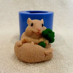 Hamster with broccoli- silicone mold