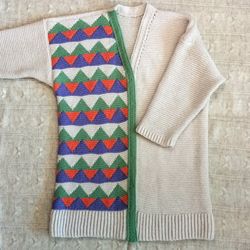 cardigan with triangles handmade chunky knit