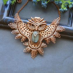 Owl  necklace / Bird jewelry / Wire wrapped necklace