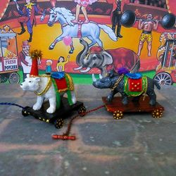 Doll toy.Animals on carts.1:12 scale.
