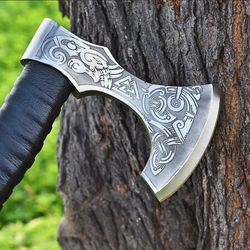 Handmade Carbon Steel Hatchet Tomahawk Hunting Viking Axe