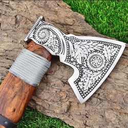 Hand Forged Carbon Steel Hatchet Tomahawk Hunting Viking Axe