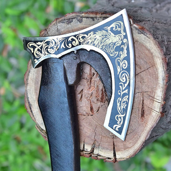 Hand Forged Carbon Steel Hatchet Tomahawk Hunting Viking Axe.jpeg