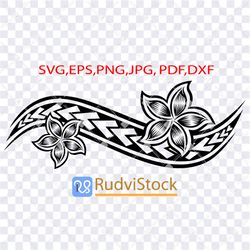 Tattoo Svg. Polynesian flowers tribal tattoo designs