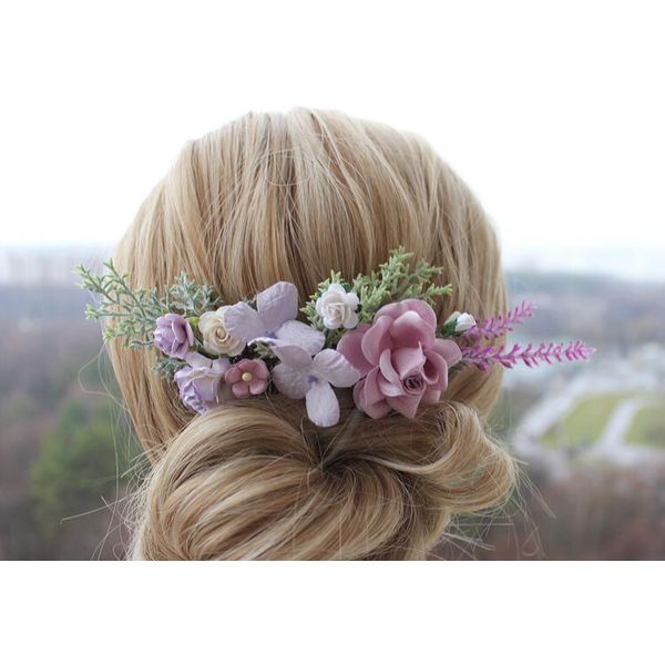 Purple Flower hair comb, Lavender Mauve wedding flower hairp - Inspire  Uplift