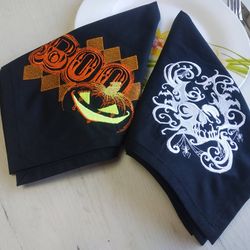 Embroider cloth napkins set of 2, 4,6, halloween napkins, table napkins embroidery accents set, cotton cloth napkins set