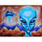 Alien Painting Space Original Art UFO Artwork Fantasy Wall Art Oil Canvas (2).jpg