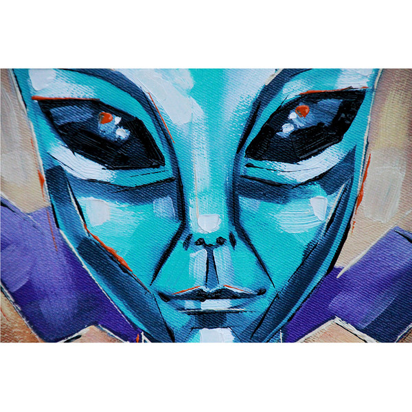 Alien Painting Space Original Art UFO Artwork Fantasy Wall Art Oil Canvas (2)_2.jpg