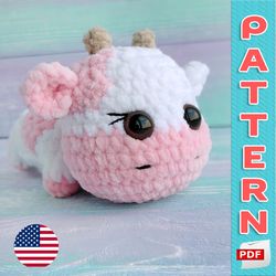 strawberry cow crochet pattern, amigurumi plush toy