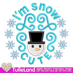 I'm snow cute Snowman Christmas Winter JOY Santa Holiday Gingerbread Design applique for Machine Embroidery