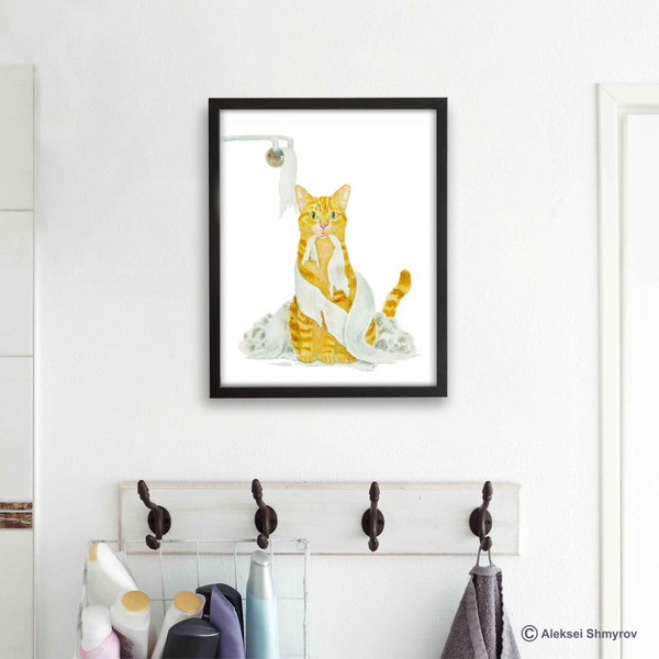 Orange White Cat Print Cat Decor Cat Art Home Wall-13.jpg