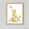 Orange White Cat Print Cat Decor Cat Art Home Wall-13-1.jpg