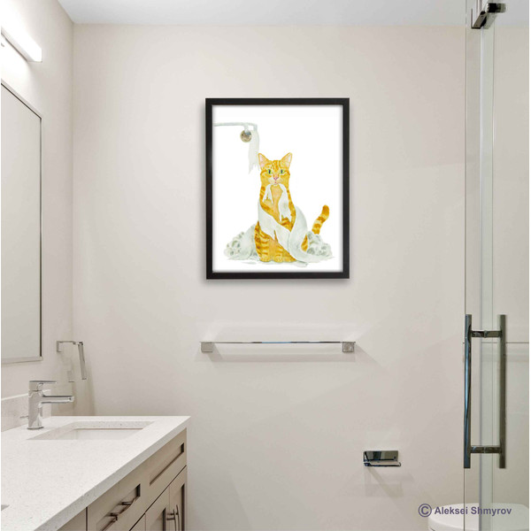 Orange White Cat Print Cat Decor Cat Art Home Wall-14.jpg