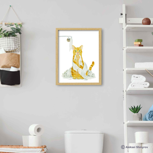 Orange White Cat Print Cat Decor Cat Art Home Wall-15.jpg
