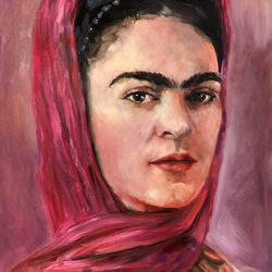 Frida Kahlo painting Original canvas art Original painting by MyFoxyArt.