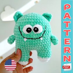 cute monster crochet pattern, amigurumi alien plush toy