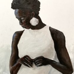 African Woman Oil Painting Original  Black Bride African Girl  Artwork by Nadia Hope