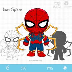 Iron Spiderman tentacles svg, Baby Iron Spider Armor Svg, Chibi Spiderman Svg, Cartoon Spider Iron boy