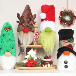 Christmas Gnomes for Tiered tray Snowman, Santa Grinch, Christmas Tree and Reindeer Rudolf