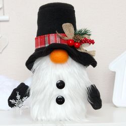Snowman Gnome, Frosty toy, Christmas Gnome, Holiday decor, Rustic home decor