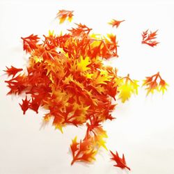 Miniature plastic orange leaves in 1:12 scale,Artificial maple leaves for DIY,Small leaves for Dollhouse autumn leaves