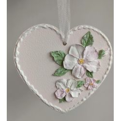 Pink hanging heart with sakura Mother gift Birthday gift Wedding floral decor
