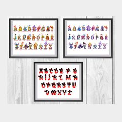 Alphabet Disney Set Art Print Digital Files decor nursery room watercolor