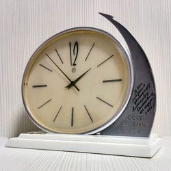 soviet vintage clock gagarin.space. desk clock spaceship vostok