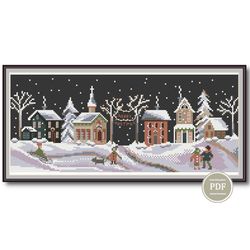 Winter Cross Stitch, Christmas Sampler Primitive Winter Village Embroidery  Sampler Cross Stitch Digital PDF 217