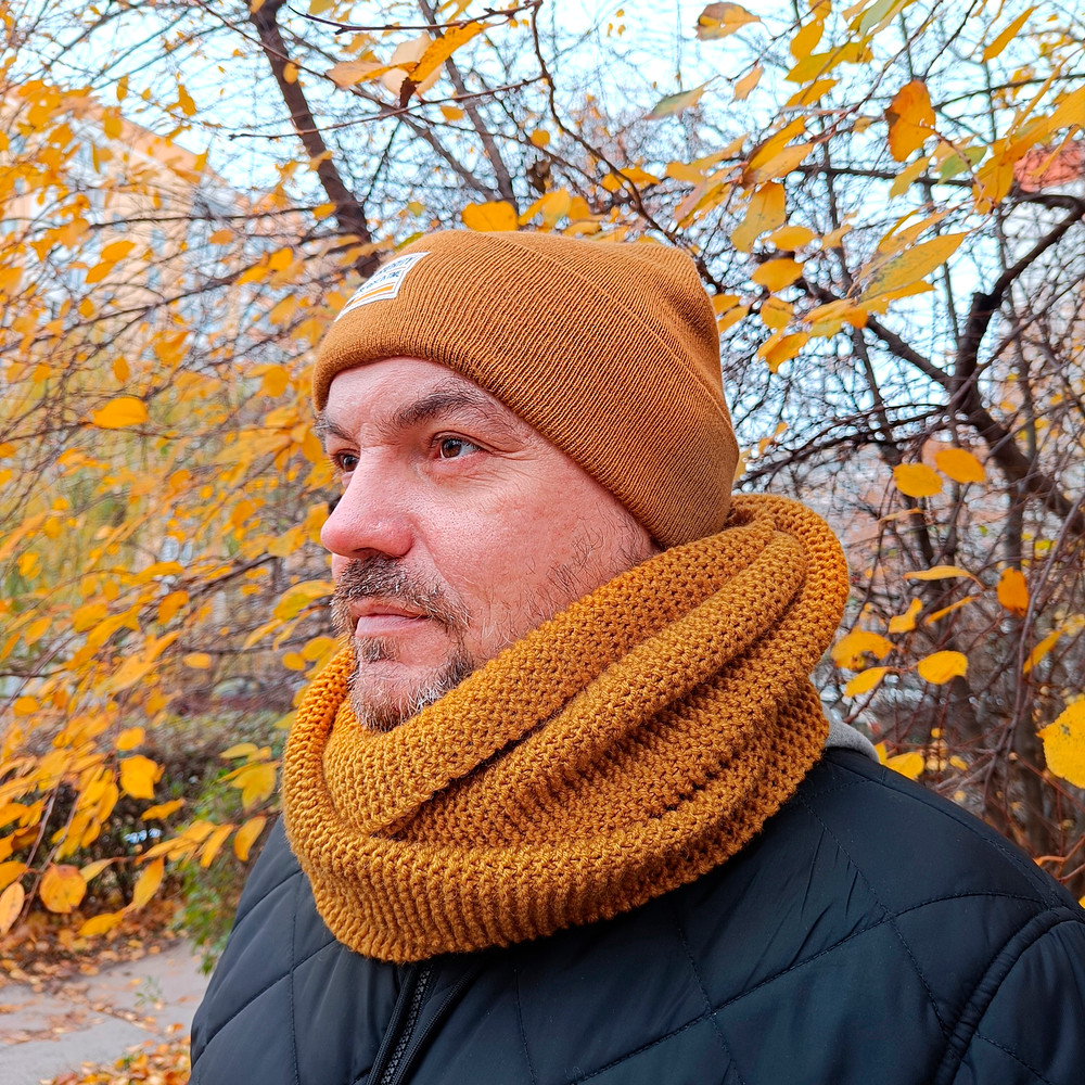 Handknit mens infinity warm wool scarf men neckwarmer Unisex scarf Knit neckwarmer Handknit Snood