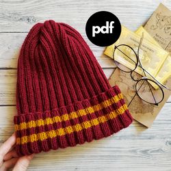 Gryffindor Striped hat knitting pattern pdf