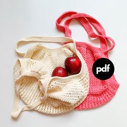 Market Bag Knitting Pattern String bag pattern pdf Women bag knitting pattern Tote bag knitting pattern