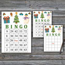 christmas bingo game card,snowman bingo game,christmas bingo printable,holiday bingo cards,instant download--51